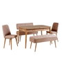 Hanah Home 0900 - 4 Conjunto Mesa y Sillas Extensible Pino Atlántico y Piedra Terciopelo